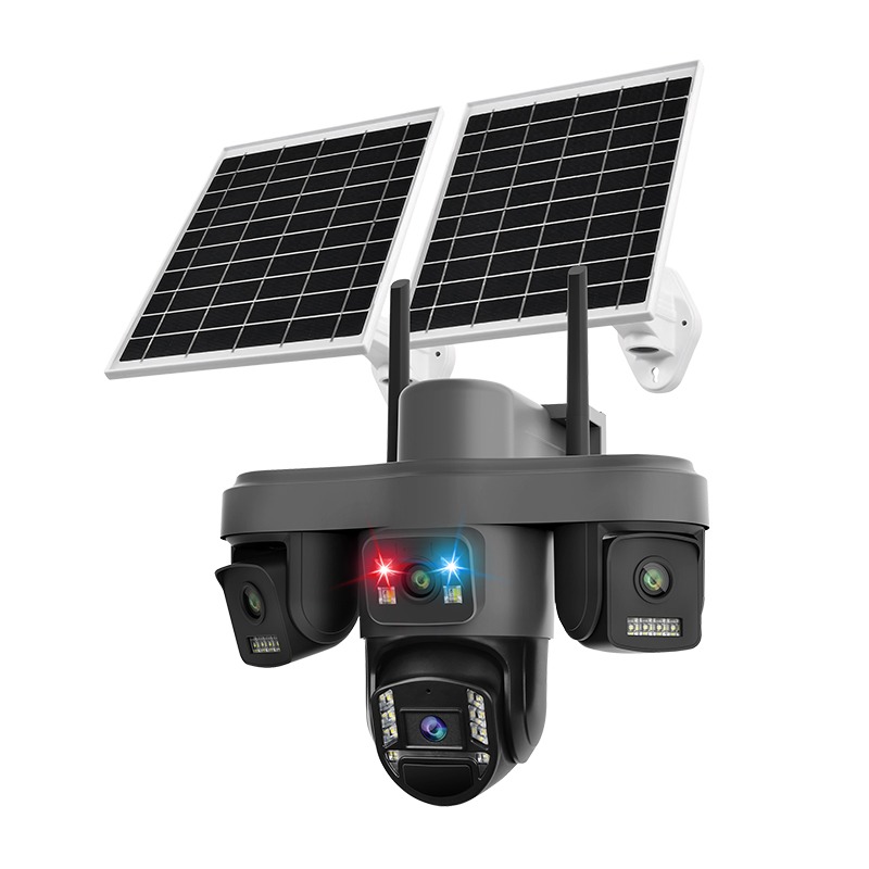 BESHTECH 4-Lens 4G Solar Double Panel CCTV Camera